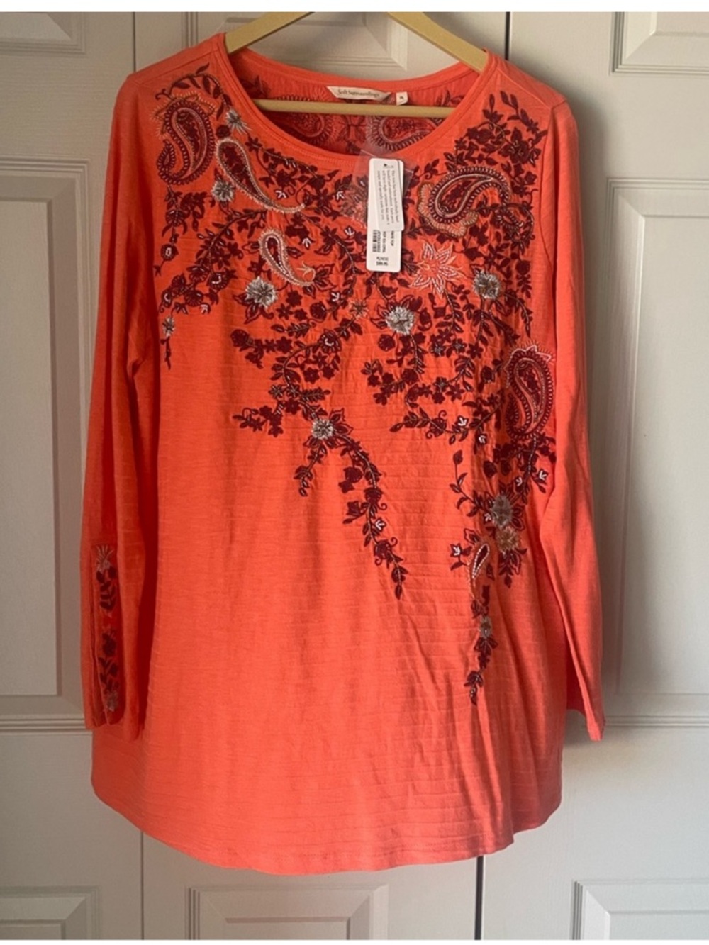 Soft Surroundings | Paisley Beaded Embroidered Tunic. Boho. Size PL. NWT